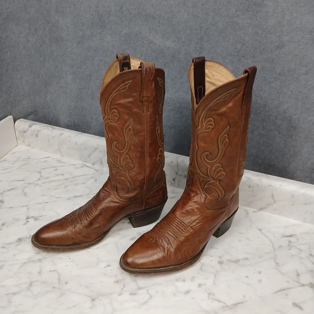 Nocona Men’s 10D Brown Leather Cowboy Western Boots USA Made
